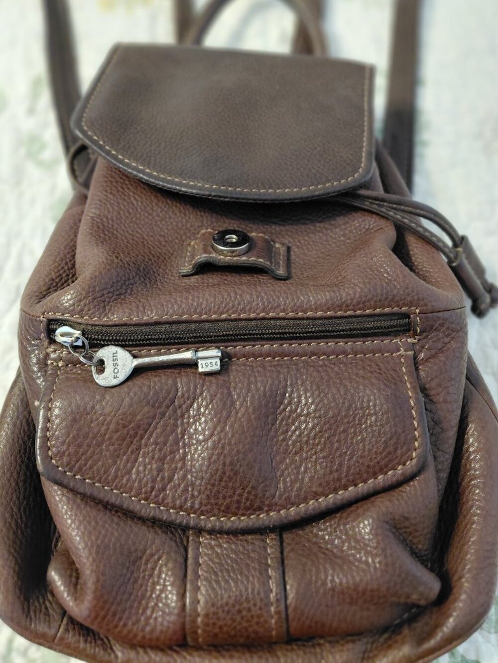Vintage FOSSIL Brown Leather Mini Backpack Bag